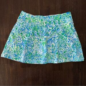 Lilly Pulitzer Size XS Luxletic Aila Skort Hydra Blue Dandy Lions Blue/Green
